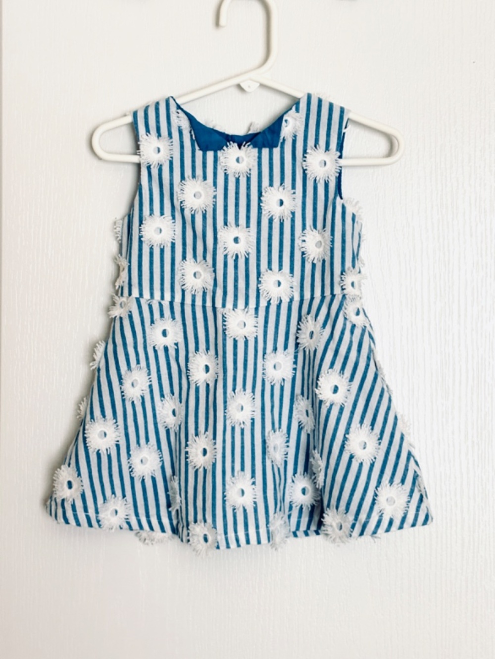 OshKosh Toddler Girls Sundress Genuine Kids 18 mos Blue White Stripes Sleeveless